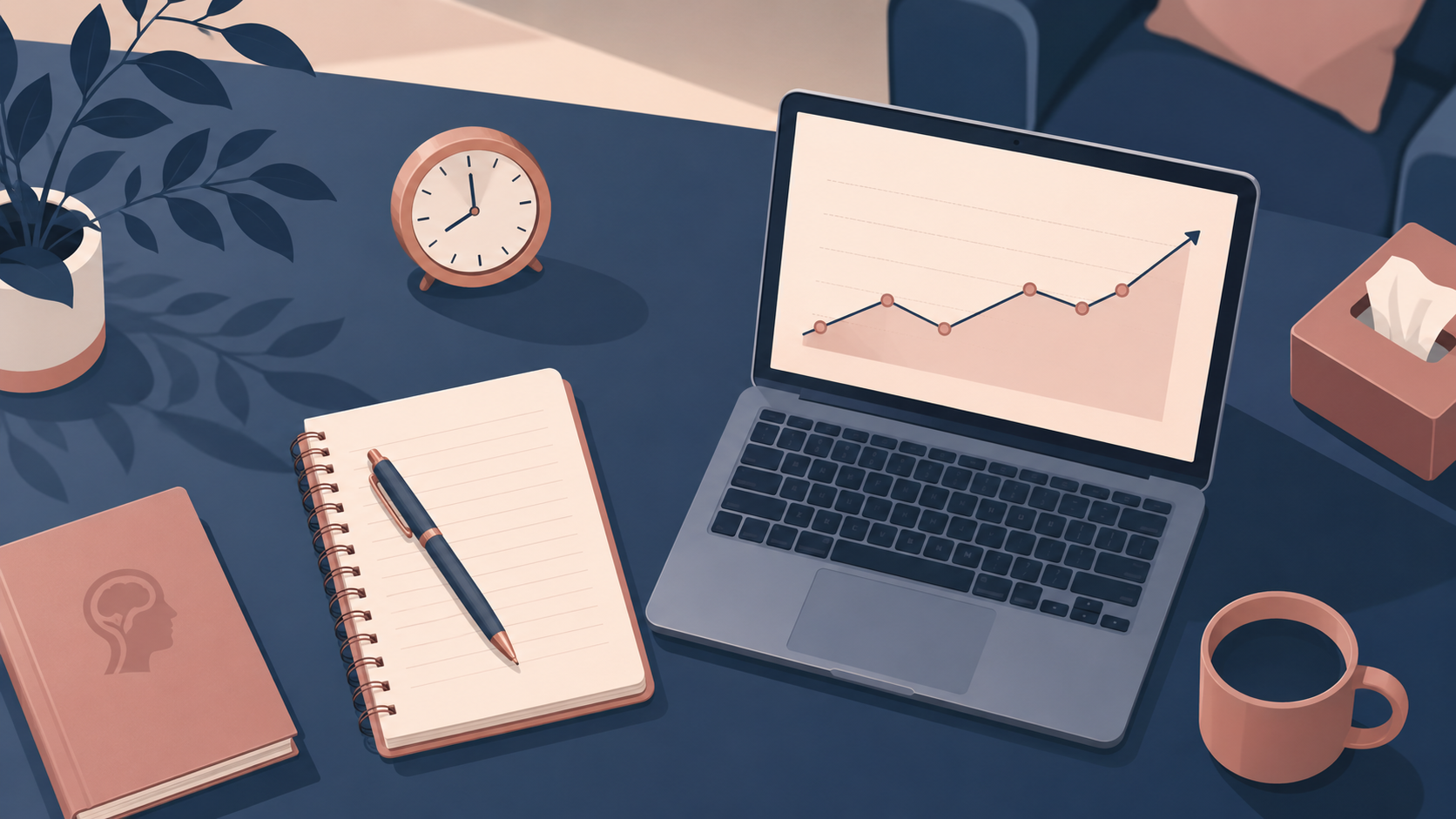 Behavioral health billing workflow showing session notes and rising revenue